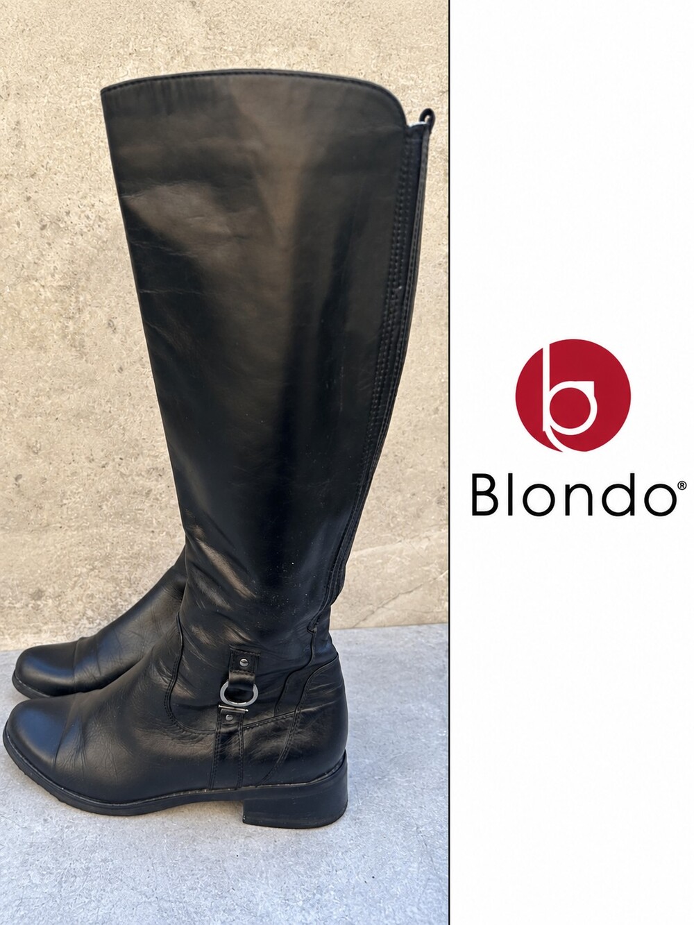Blondo Aqua Protect Black Leather Waterproof Riding Boots Size 8M